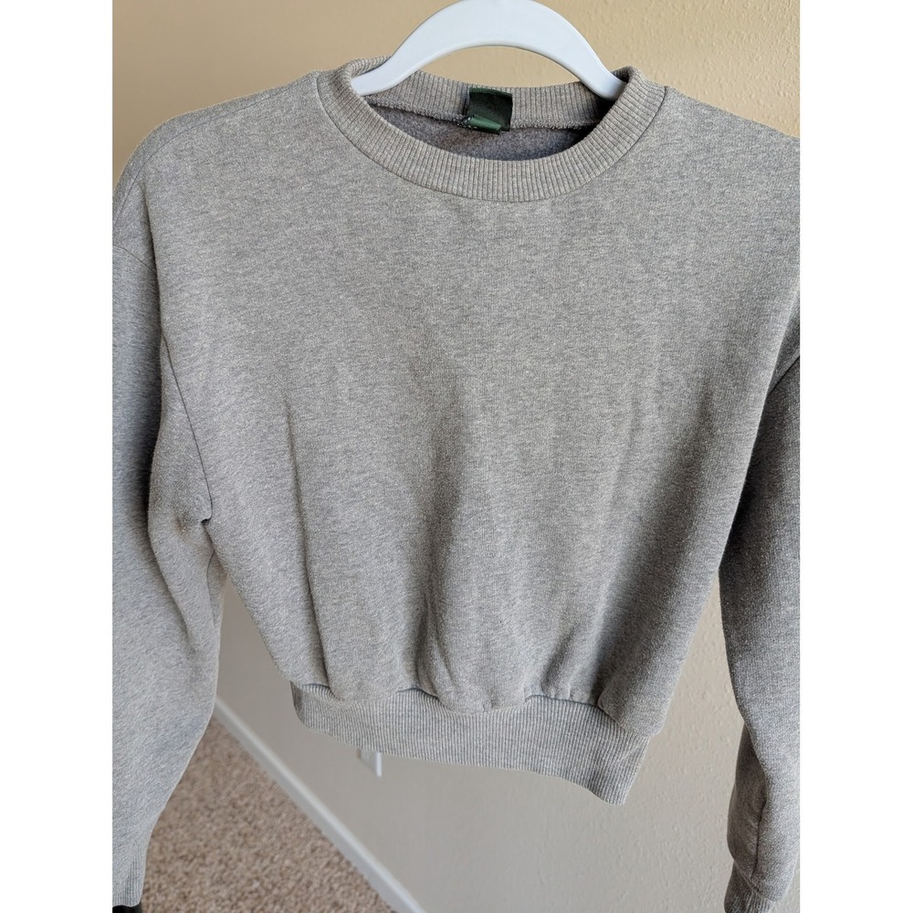 Wild Fable Kids XS Gray Cropped Crewneck Fleece Sweatshirt VN1315930